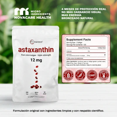 ASTAXANTHIN® 120 Softgels 💊 | Fórmula avanzada para tus ojos, piel y longevidad