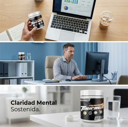 Taurina Essentials®: recupera tu enfoque, sin prisas ni bajones.